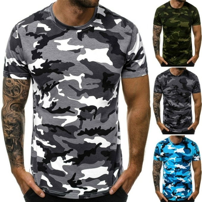T-shirt à manches courtes camouflage pour homme 1639 da595a