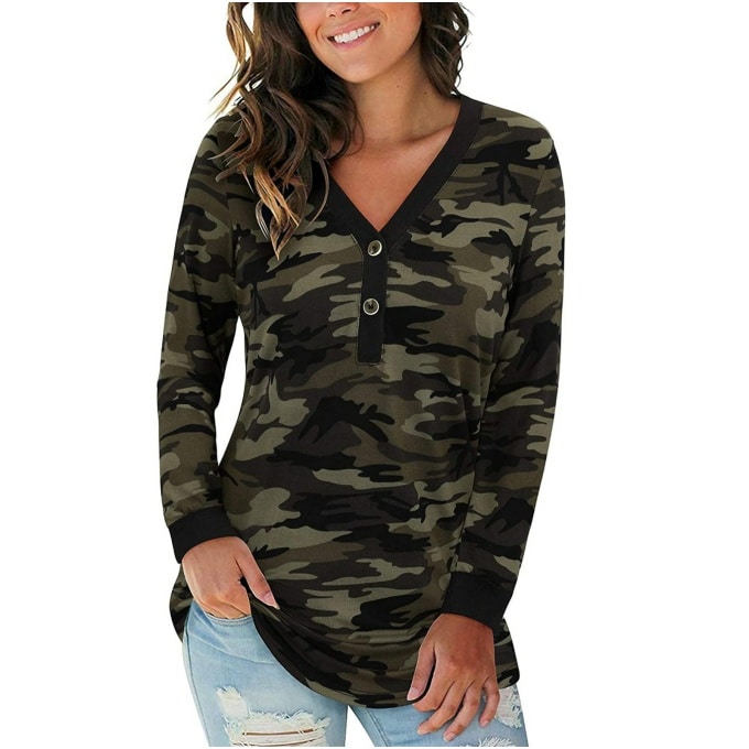 T-shirt camouflage à manches longues pour femmes 2081 f41054