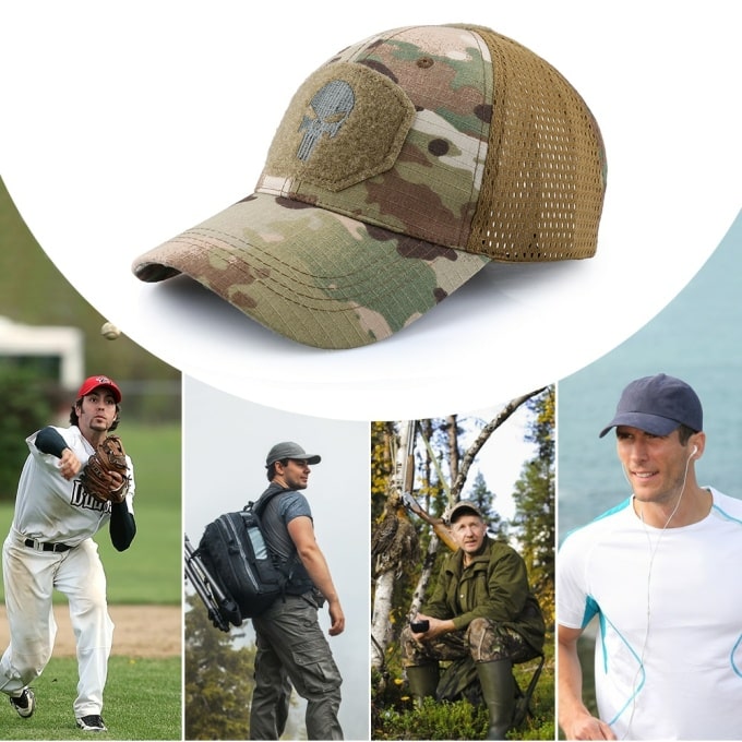 Casquette Camouflage Enfant Réglable - Séchage Rapide, 6 Trous Ventilation, Velcro Pour Badges, 55-63cm