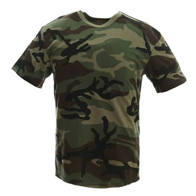 T-shirt coton à col rond motif camouflage 26572 3srah8