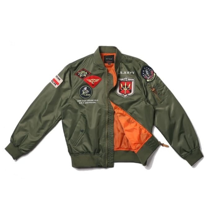 Manteau bomber style aviateur militaire avec patchs 27991 ysjqqn